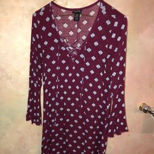 Maroon and patterned dress